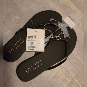 LC Lauren Conrad Dark Olive Green Flip Flops